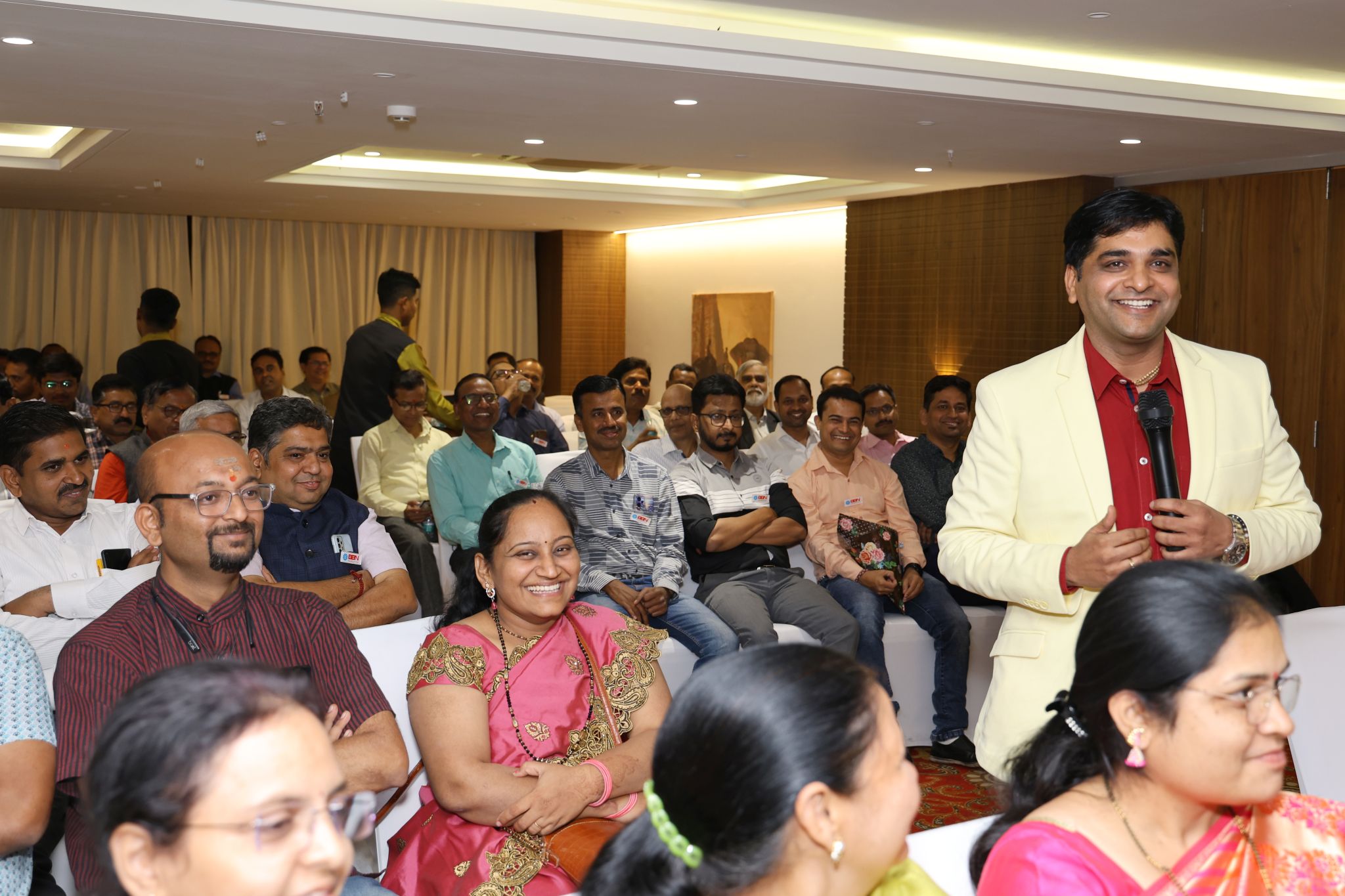 Sumit Udaygiri leading a full-room training session